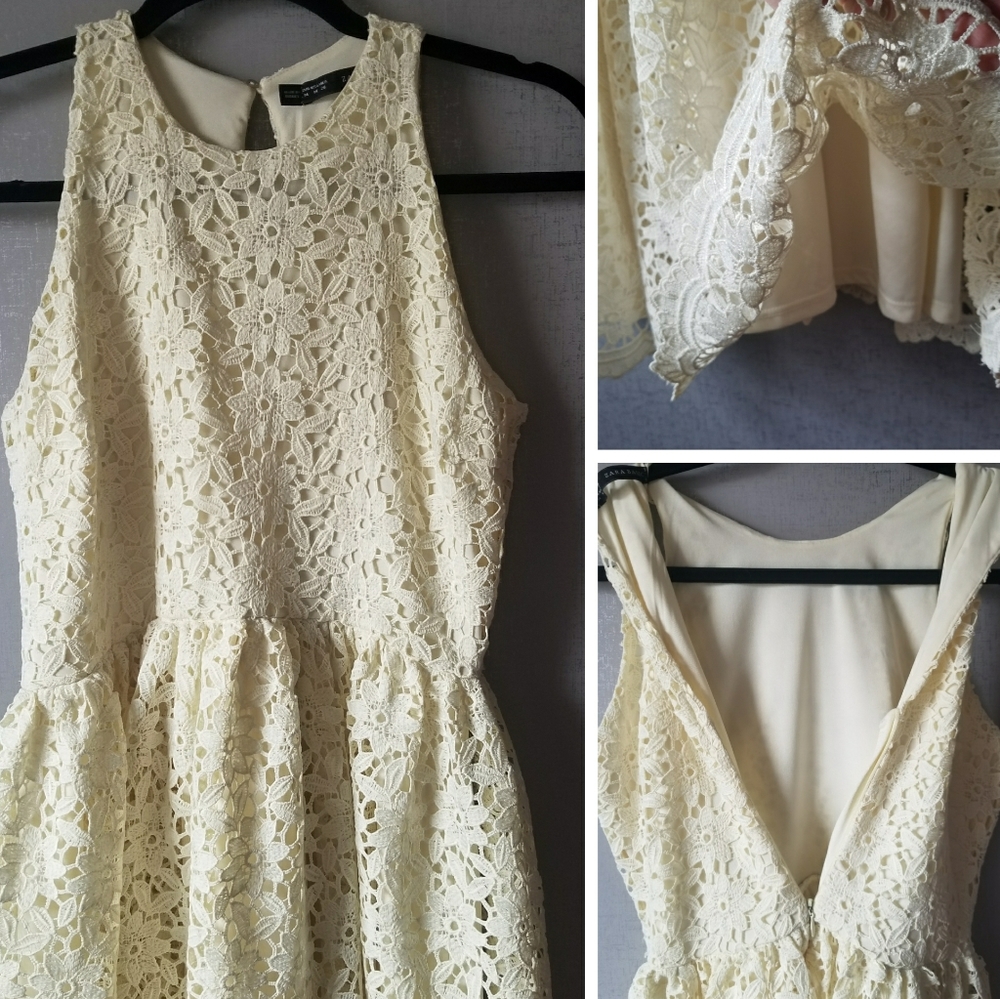 ZARA Guipure Lace Fit & Flare Spring Dress Medium - Picture 8 of 8